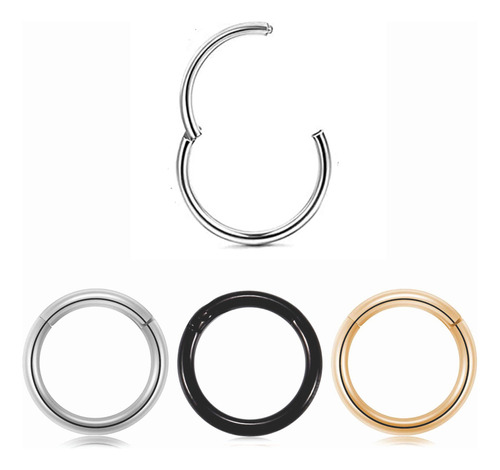 Piercing Argola Click Titânio Liso 6mm 8mm 10mm 12mm