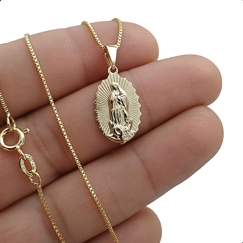 Cadena En Oro Laminado Y Dije Virgen Guadalupe 