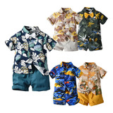 Conjunto De Camisa E Shorts Com Estampa Havaiana Para Menino