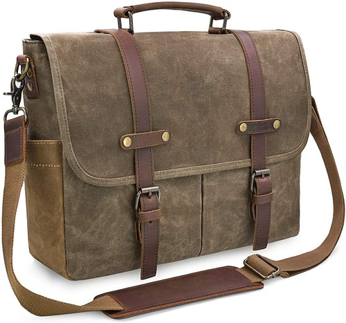 Mens Messenger Bag . Inch Waterproof Vintage Genuine Le...