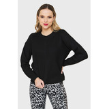 Sweater Acanalado Cuello Redondo Negro Nicopoly