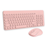 Combo De Teclado Y Mouse Inalámbricos, Lindo Teclado Rosa Du