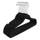 Perchas Slim Terciopelo Negras Infantiles Chicos X 10 U