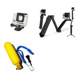 Kit Acessórios Gopro Caixa Estanque 3 Way Bastão Flutuante