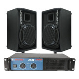 Kit Amplificador Pa 600-300w Rms+2 Caixas Acústicas 200w Rms