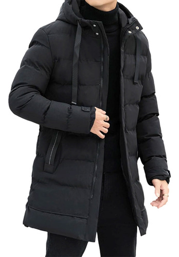 Campera Hombre Inflada Parka Larga Capucha Abrigada Invierno