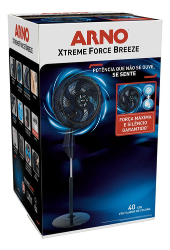 Ventilador De Coluna Xtreme Force 40cm Preto 110v Arno Vb4c