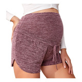 Shorts Femininos Com Cordão, Cordão Frontal, Bainha Curva, G