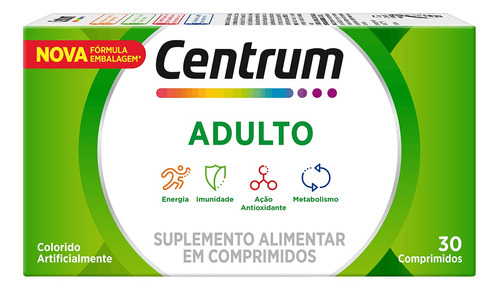 Suplemento Em Comprimidos Centrum  Adulto Vitaminas Adulto Em Caixa De 39.6g 30 Un