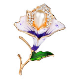 Broche Al Óleo U Vintage Nostálgico Elegante Con Flores Y Pe