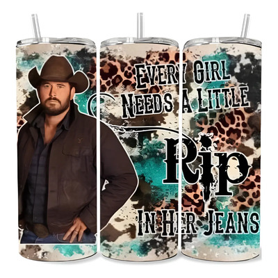 Termo Vaso Skinny De Rip Serie Yellowstone Y Popote. Regalo Diseño
