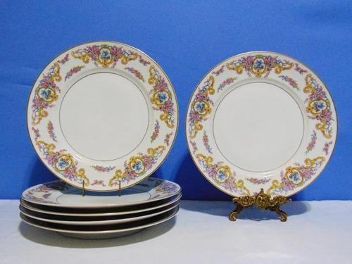 Juego 6 Platos Playos Porcelana Haviland´s Renaissance 22 Cm