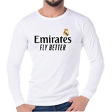 Playera Camiseta Real Madrid Futbol Elegancia Blanda Larga