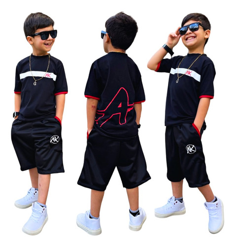 Kit 2 Peças Infantil Masculina Aballa Kids Camiseta Bermuda