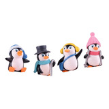 Set 4 Pingüinos Figuras Miniatura Jardin De Coleccion