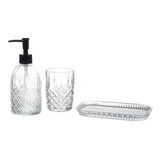 Kit Lavabo Banheiro Conjunto + Bandeja 3 Peças / Cristal