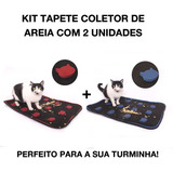 Kit Tapete Coletor De Areia Para Gatos C/  2 Un Verm. E Azul