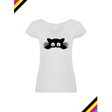 Polera Gato Gatito Asomado  Moda Mujer