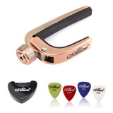 Capotraste Alice Para Guitarra + Soporte Adhesivo +  4 Uñeta