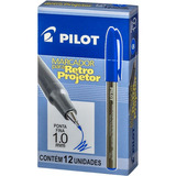Caneta Retroprojetor Pilot 1.0 Ponta Fina Azul Caixa C12