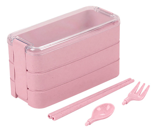 Caja Bento Apilable En T, Kit De Lonchera Con Cuchara Y Tene