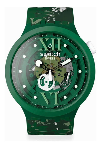 Reloj Swatch Big Bold Camoflower Green Sb05g104 Original