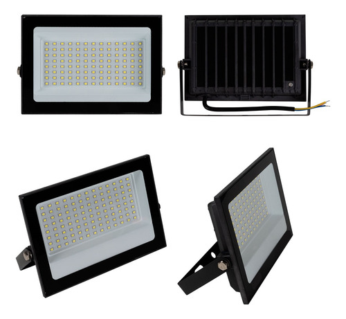 Kit 5 Refletor Led Smd 100w Holofote Bivolt Ip66 Frio