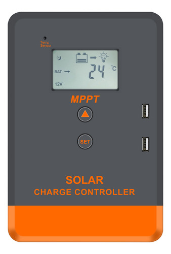 Controlador Con Panel Lcd Regulador Solar De 12 Voltios/24 V