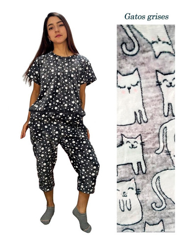 Pijama Térmica Estampada Para Mujer, 2 Piezas