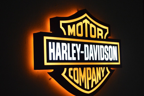 Cartel Cuadro Luminoso Harley Davidson Luz Led Decorativo