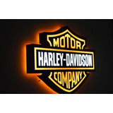 Cartel Cuadro Luminoso Harley Davidson Luz Led Decorativo