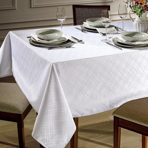 Toalha De Mesa Quadrada 4 Lugares 160x160cm Dohler Branco