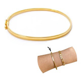 Bracelete Com Fecho Exclusivo Ouro Liso Banhado C/ Garantia