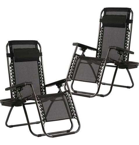 Set De 2 Sillas Plegables Reclinables Con Almohada Para