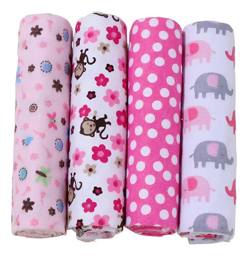 4 Piezas Mantas Para Envolver Cobijas Bebé Cobertor Franela | MercadoLibre