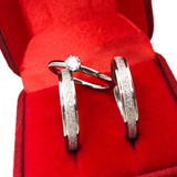Par Aliança De Namoro Prata Aço Inox 4mm Fina Diamantada