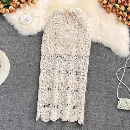 Conjunto De Playa, Chaleco Halter, Falda Midi Elástica