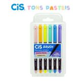 Caneta Lettering Brush Pen C/6 Cores Tons Pastel Cis