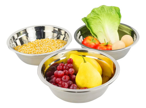 3pz Bowl Tazon Acero Inoxidable Ensaladera Mezclar Cocina Ch