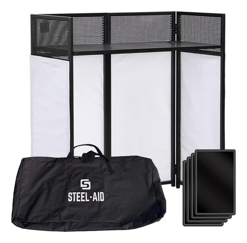 Steelaid Mesa Portátil De Cabina De Fachada Dj Con Scrims En