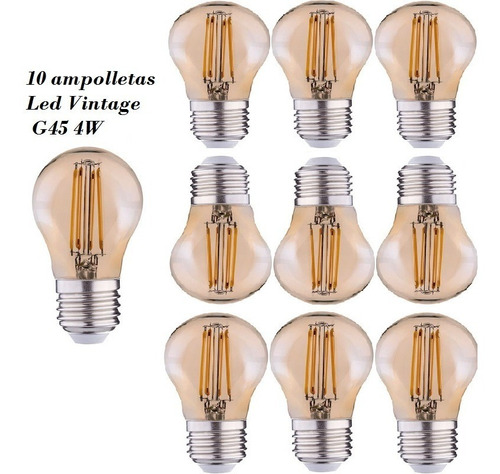 10 Ampolletas  Vintage Filamento Led 4w Modelo G45 