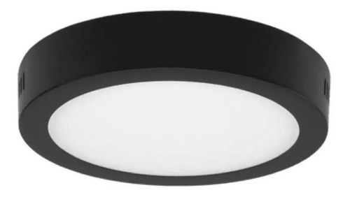 Plafon Panel Led Negro 12w Redondo Aplicar Luz Fria Calida 