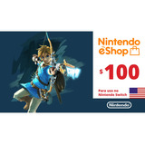 Cartão Nintendo 3ds Wiiu Switch Eshop Ecash $100 Dolares Usa
