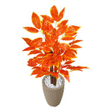 Planta Artificial Croton Outono Grande Com Vaso Decoração