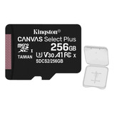 Cartão Memória Micro Sd Kingston 256gb  100mbs E Adap +case