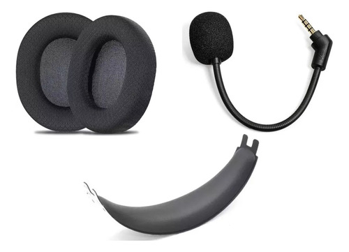 Almohadillas Tela + Vincha + Mic Para Hyperx Cloud Flight 