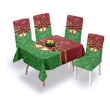 Mantel Decorativo Comedor Navidad+ 4 Fundas Sillas 140*180