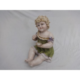 Antigua Figura Porcelana Baby Piano Biscuit Bebe Niña