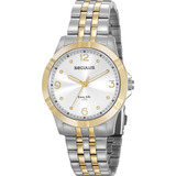 Relógio Feminino Seculus Long Life 28813lpsvsa5 Cor Da Correia Bicolor Cor Do Bisel Dourado Cor Do Fundo Dourado