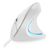 Mouse Vertical Verto Ergonômico Com Led Usb Dpi Ajustavel Pc Notebook Fire Phoenix D5 Branco